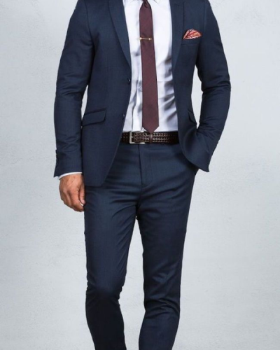 1 Conjunto Terno Masculino de Blazer e Calça na Cor Sólida Preta