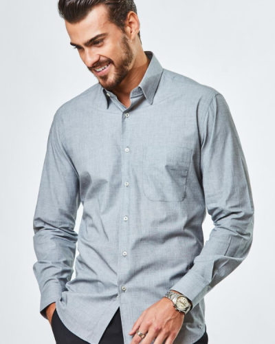 Camisa Social Regular - Cinza_Preto