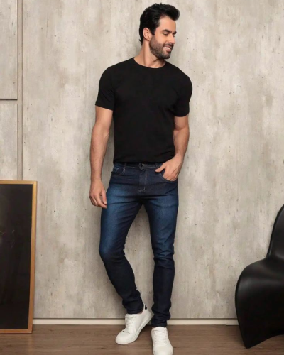 Calça Jeans Respect Masculina - jeans escuro _ 46