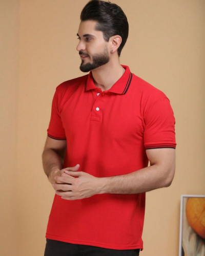 Camisa POLO GOLA LISTA masculina tecido algudão piquet