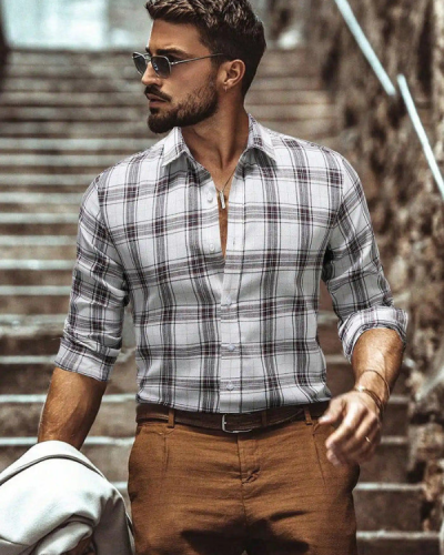 Camisa Xadrez Masculina Manga Longa White