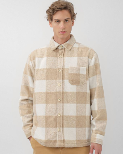 Overshirt masculina com bolso bege _ Pool by Riachuelo