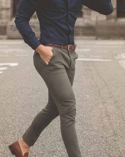 1 Conjunto Terno Masculino de Blazer e Calça na Cor Sólida Preta