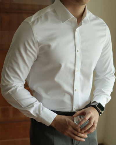 Camisa Masculino Lisa Com Elastano Slim Fit Manga